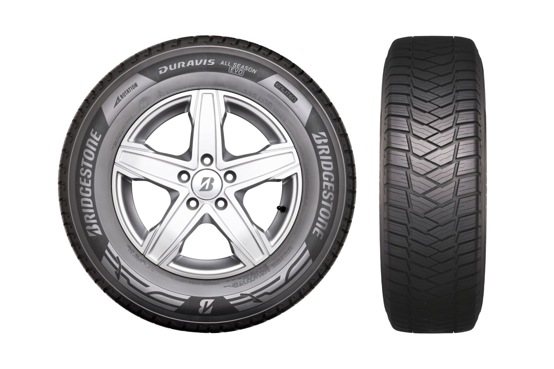 Bridgestone Duravis All Season Evo EV Dört Mevsim Lastiği iki görünümlü
